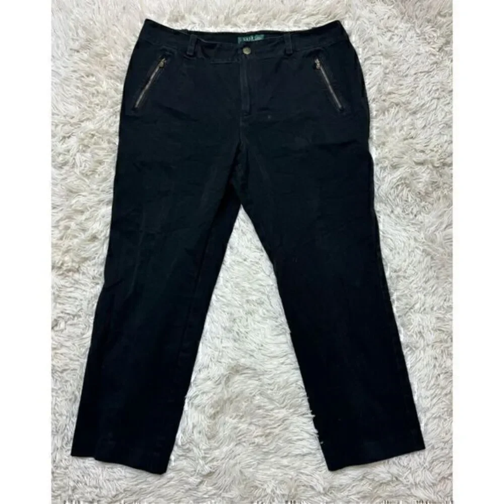 Women’s Lauren Ralph Lauren High Rise Petite Black Crop Pants Size 12 Petite